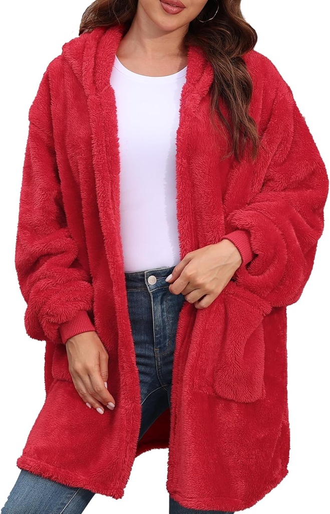 Argstar Hooded Cardigan for Women and Men, Over Medium Sweat החולצות Fuzzy Fleece Blanket Hood - One Size Fits All