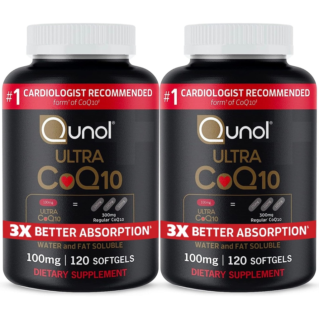 Qunol Ultra CoQ10 100 מ"ג, 3x Better Absorption, מים פטנט ושומן Soluble Natural תוסף של Coenzyme Q10, Antioxidant לבריאות הלב, 240 הרוזן Softgels