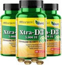 אמריקה Medic & Science Xtra D3 ויטמין D5,000 IU (125 mcg) Cholecalciferol תוסף עבור גברים ונשים (180Easy to Swallow Softgels) 3pack: Best for Bone,Heart Health, Immune System Support, Lung Function Function