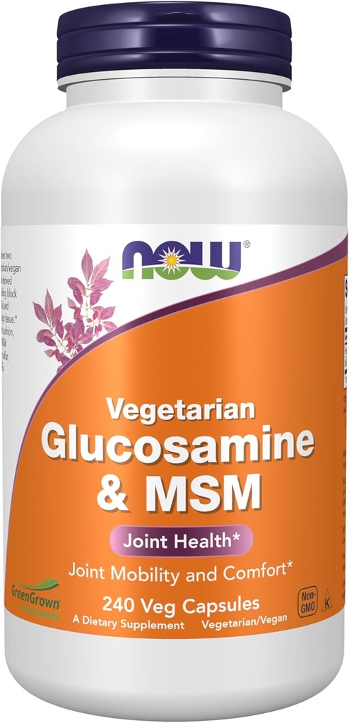 תוספי מזון עכשיו, Glucosamine & MSM (GreenGrown® Glucosamine), Vegetarian, 240 קפסולות Veg