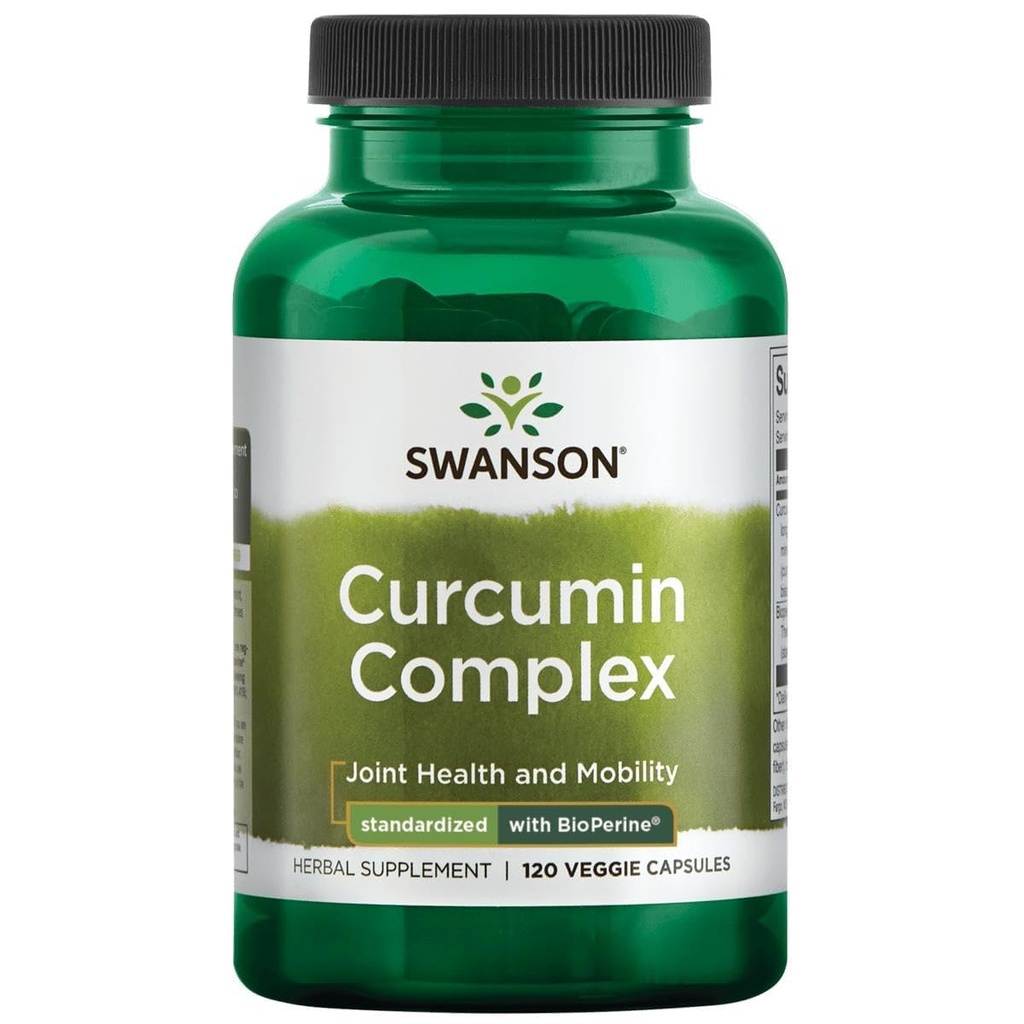 Swanson Curcumin Complex - Herbal תוסף תמיכה בריאות משותפת, ניידות ותפקוד גופני - סטנדרטי עם bioPerine עבור Absorption מקסימלית - (120 Veggie קפסולות)