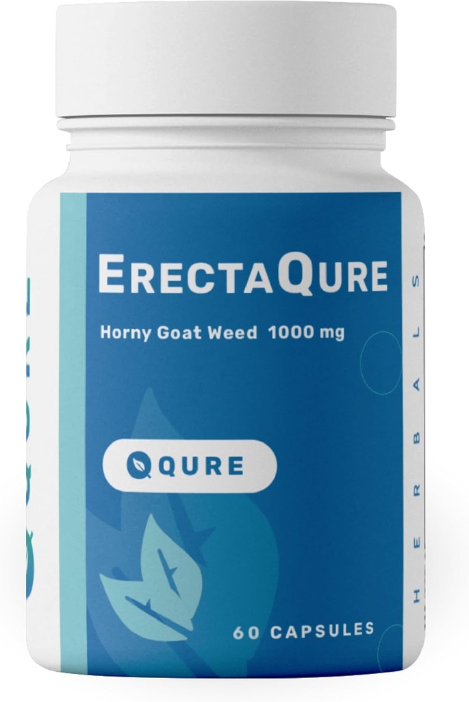 ErectaQure Hory Goat Weed עבור גברים - תוספת זכר Enhancing עבור כונן זכר מוגברת - טונגקאט עלי, ג'ינסנג שורש ו Superoxide Anions - 60 קפסולות גלוקוז ללא גלוטן