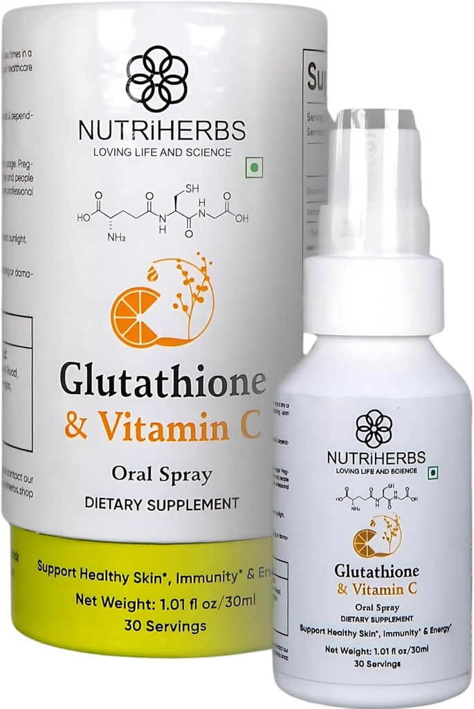 מזונות Glutathione Oral Spray עם ויטמין C - הגדלת Absorption, תוספי Antioxidant, תמיכה חסינות, עור בריא שיער (30 מ"ל)
