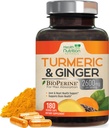 תוסף Turmeric Curcumin 2600 מ"ג - עם ג'ינג'ר & Turmeric אורגני, 95% Curcuminoids, BioPerine Black Pepper עבור הטוב ביותר Absorption, התמיכה המשותפת של הטבע, Non-GMO, בבקבוק בארה"ב - 180 קפסולות
