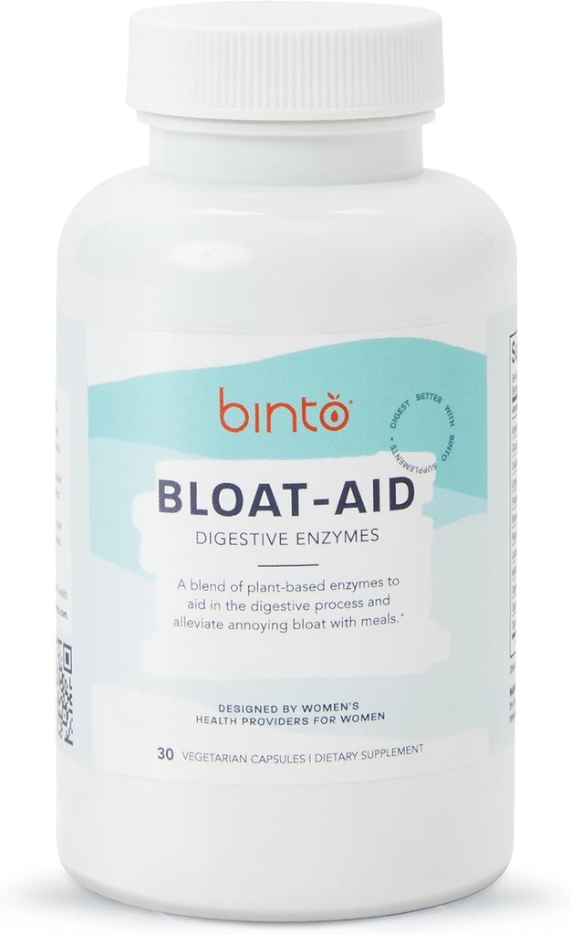 Binto Bloat-aid - אנזימים Digestive - תוספי Enzyme המבוססים על צמחים לתמיכה בבריאות העיכול וחתכו על Bloat - Preservative-Free, Gluten-Free, non-GMO