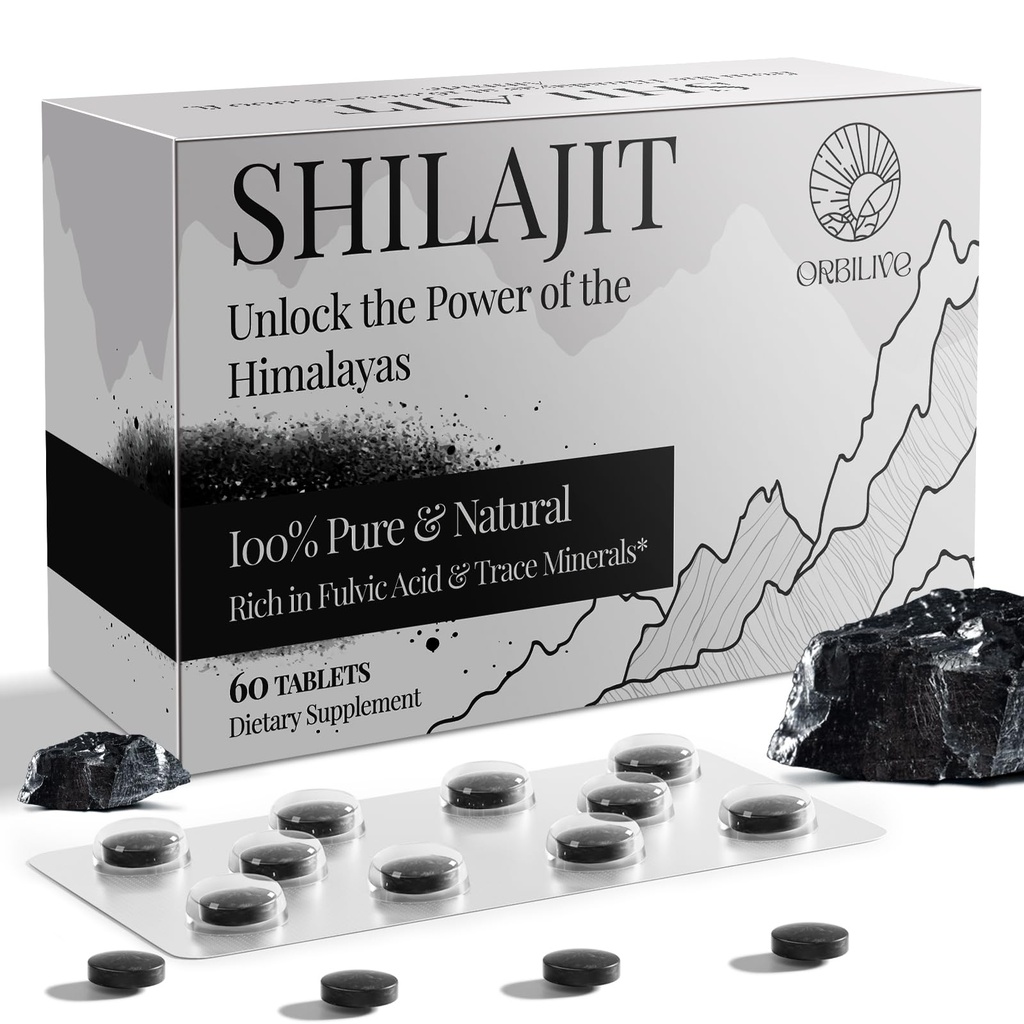 30,000 MG Shilajit טבליות, 100% Shilajit טהור, ההימלאיה אורגני, Shilajit עבור גברים ונשים עשירים ב Fulvic Acid & 85+ Trace מינרלים, Shilajit תוסף עבור אנרגיה & Immune System, 60 Count