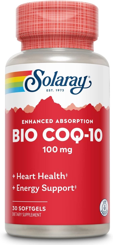 SOLAרי Bio CoQ-10 100 מ"ג | הגדלת Absorption | ויטמינים A & E | בריאות הלב והאנרגיה התאית (30 CT)