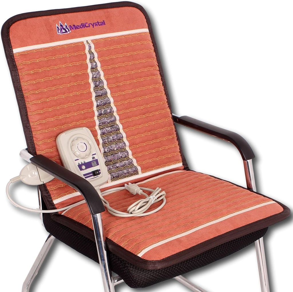 יו"ר MediCrystal Far Infrared Mat - 40"L x 20"W - Natural Amethyst - FIR Heating 86-158 ° F (30-70°C) - Ion שלילי - יצרן מקורי - פד סטון חם