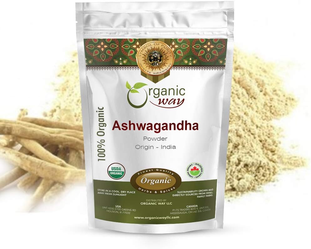 אורגני Way Premium Ashwagandha Root אבקה (עםניה somnifera) - אורגני ומומחה מוסמך | Non GMO & Gluten Free | USDA Certified