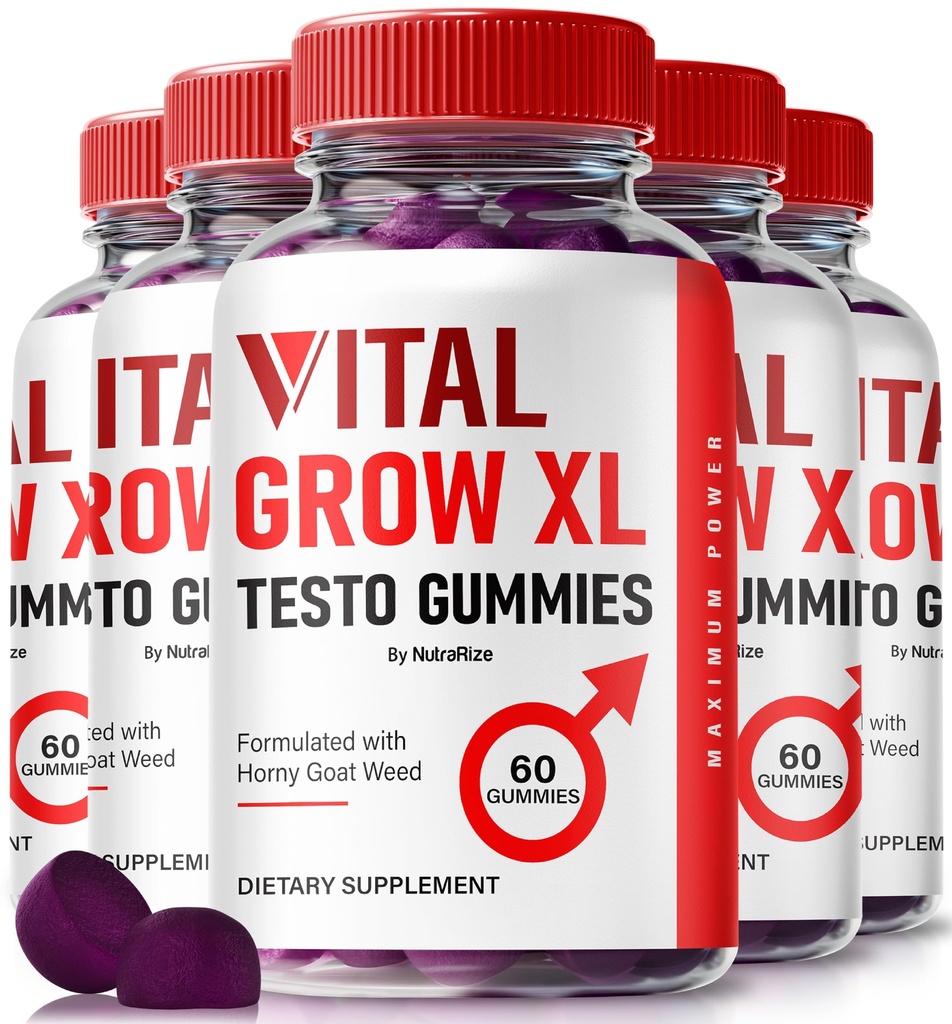 NutraRize (Pack of 5 Vital Grow XL, Vital Grow XL Testomies for Men, Boost Stamina ו- Oxmy for Mens, Vital GrowXL זכר תמיכה Gomitas (300 מסטיקנים)