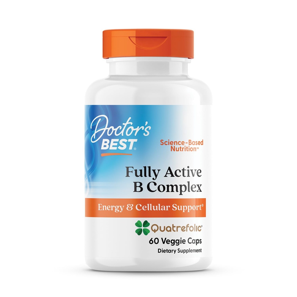 Doctor's Best Fully Active B Complex, Energy & Cell Support, Non-GMO, Get Gluten Free, Soy Free, טבעוני 60 ווג'י Caps