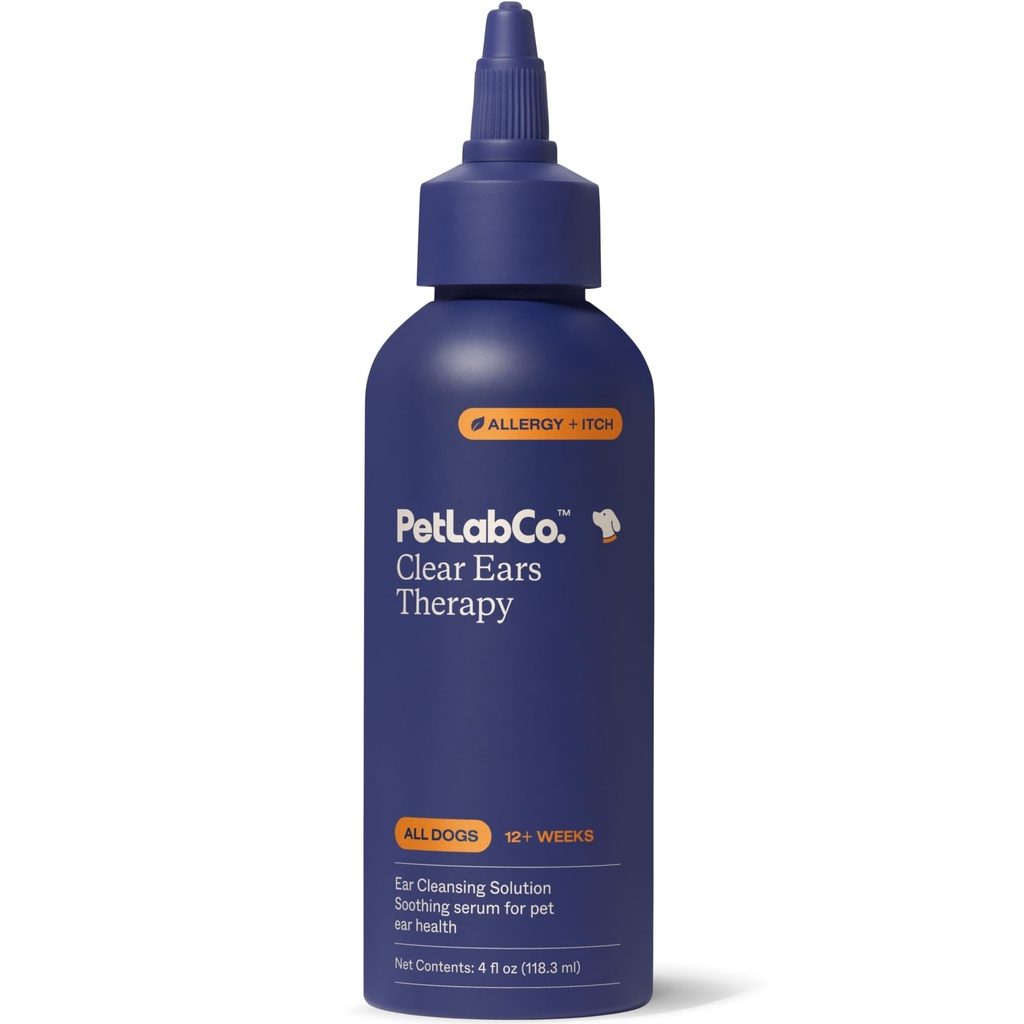 PetLab Co. - Clear Ears Therapy אוזניים נקי יותר לכלבים - תמיכה Yeast, Itchy אוזניים ותעלות אוזניים בריאות - אוזן ללא אלכוהול - פתרון ניקוי כלבים אופטימיזציה - Packaging May Vary