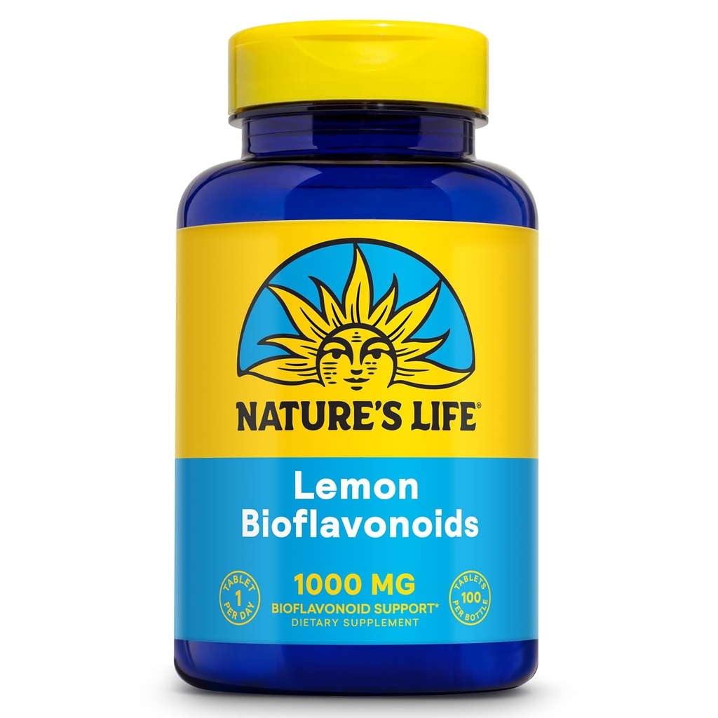 Nature's Life Lemon Bioflavonoids 1000mg - Citrus Bioflavonoids תוסף עם Hesperidin ו Rutin - Antioxidant and Support, ויטמין C Absorption - 60 יום ערבות, 100 משרת, 100 טבליות