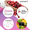 Cranberry PACs עם D Mannose תוספי עבור נשים, ויטמין C ונשים Vaginal פרוביוטיקה כולל Lactobacillus ו Bifido חיידק זנים עבור Urinary Tract בריאות - 60 Femuni UTH קפסולות