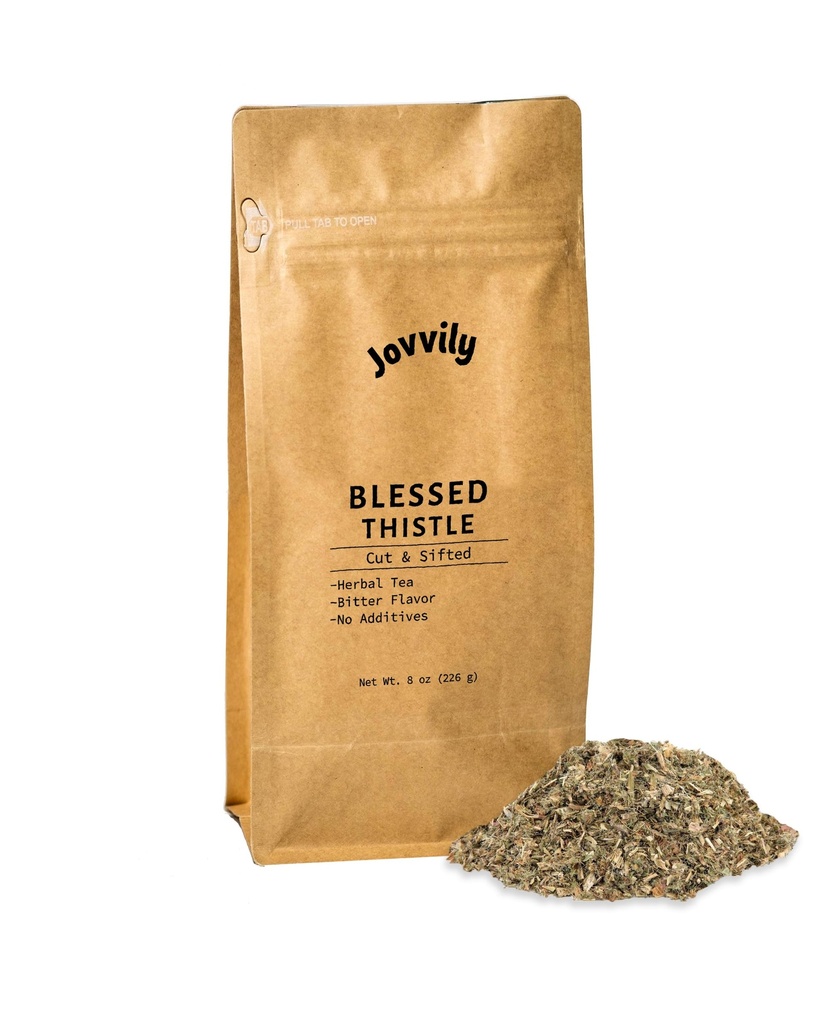 Jovvily מבורך Thistle Herb, 8 oz, Herbal Tea, Cut & Sifted