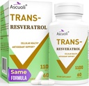 Ultra Purity Trans-Resveratrol 1100 מ"ג, 3in-1 Advanced Formula Organic Resveratrol תוסף, Max Antioxidant, Anti-Aging, Skin Health, lmmune & Energy, 1 Pack