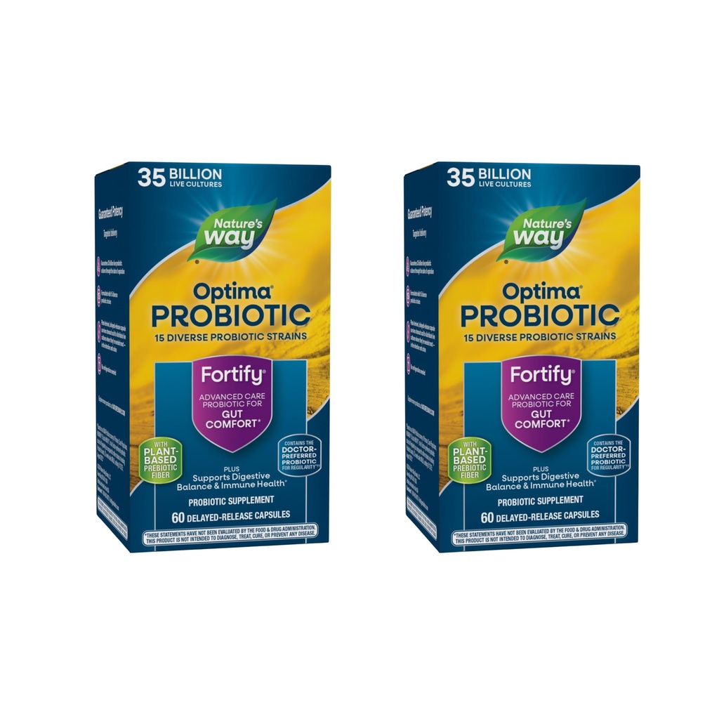 הדרך של Nature Fortify Optima Probiotic for Adults, 35 מיליארד תרבויות, 15 סטרינס, תומך במאזן העיכול ובריאות החיסון *, No Refrigeration נדרש, 60 קפסולות (Packaging May Vary) - 2 Pack