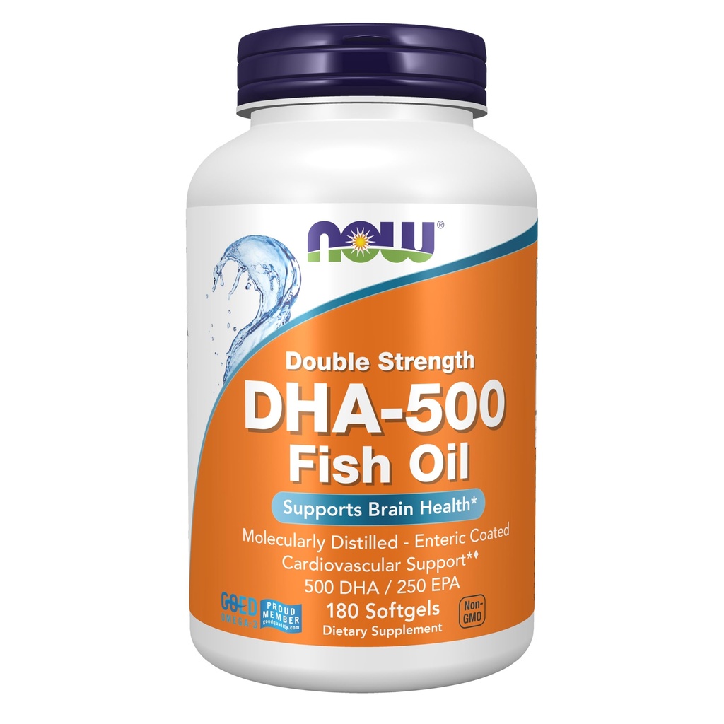 עכשיו תוספי מזון, DHA-500 עם 250 EPA, מולקולארי דיחו, תומך בריאות המוח *, 180 Softgels