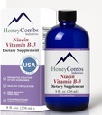 HoneyCombs ויטמין B3 Niacin נוזל טיפות - ויטמין B3 טיפות נוזלי לגברים ונשים - לשמור על מערכת העיכול, עור, שפה, אנרגיה ועוד - טבעוני Niacin Drop (8 Fl oz)