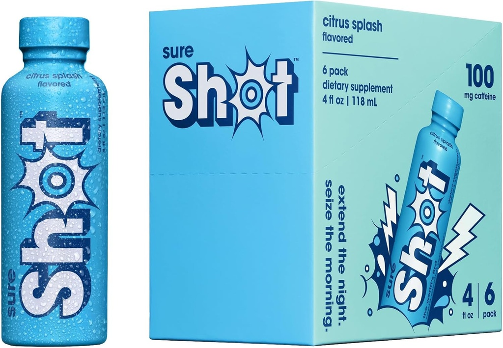 בטוח Shot Recovery drink, Citrus Splash (6 Pack) - מרגיש טוב יותר לאחר שתייה, Wake Up מרעננים - Premium hydrotion Beverage with Electrolytes & ויטמינים עבור Liver & Gut Support, Energy & Focus, 4 Oz