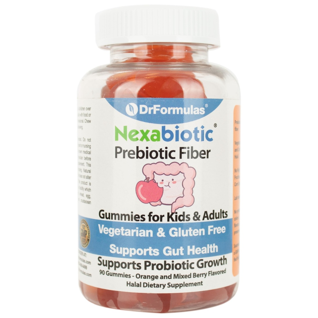 DrFormulas Nexa Preביוטיקה Prebiotic Gummies תוסף עבור ילדים Constipation הקלה | מבוגרים וילדים St Softoolener for Healthy Digestion, Halal, Vegetarian, Gluten Free, 30 יום צ'אובר