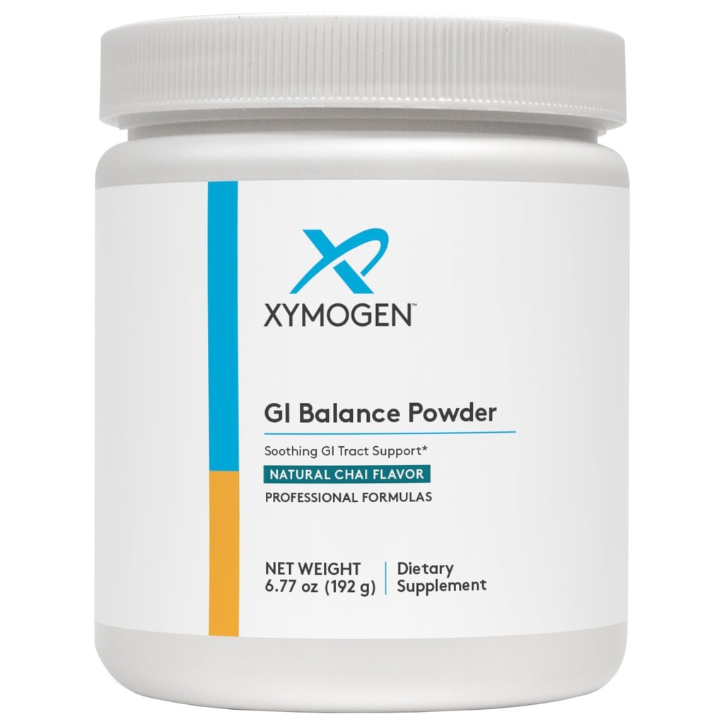 אבקת XYMOגן GI Balance - Soothing GI Tract Support with Marshmallow Root, Licorice, Quercetin, Zinc L-Carnosine, Aloe, Gastric Mucin - תמיכה ב- Gut Health + פונקציונלי באזל בריא - Chai (6.77 oz)