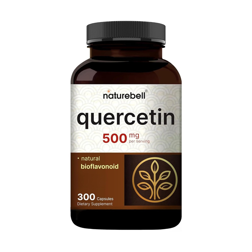 NatureBell Quercetin 500 מ"ג פרי, 300 קפסולות | Ultra Power Bioflavonoid תוסף לתמיכה ב- Immune; צד שלישי נבדק, non-GMO, Gluten-Free