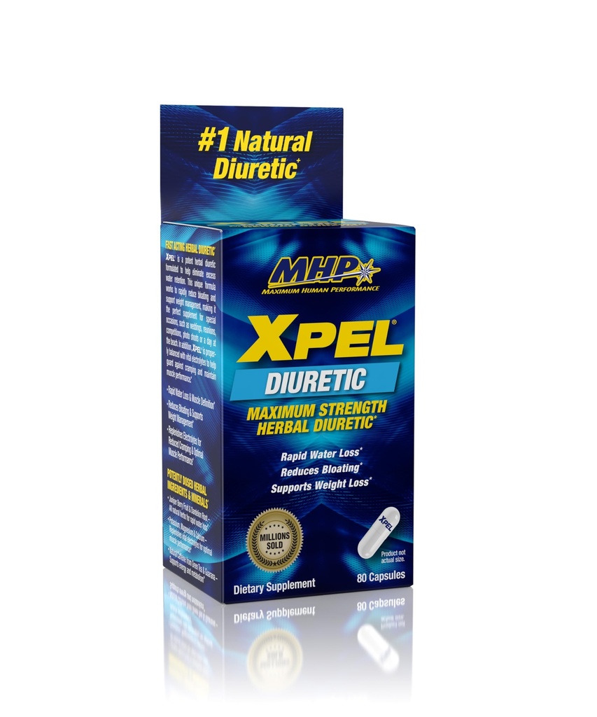 ביצועים אנושיים מקסימליים Xpel כוח מקסימלי Diuretic מים גלולות, עבור הקלה במים, ירידה במשקל תמיכה, עם ויטמין B-6 פוטאסום Dandelion Root, 80 קפסולות