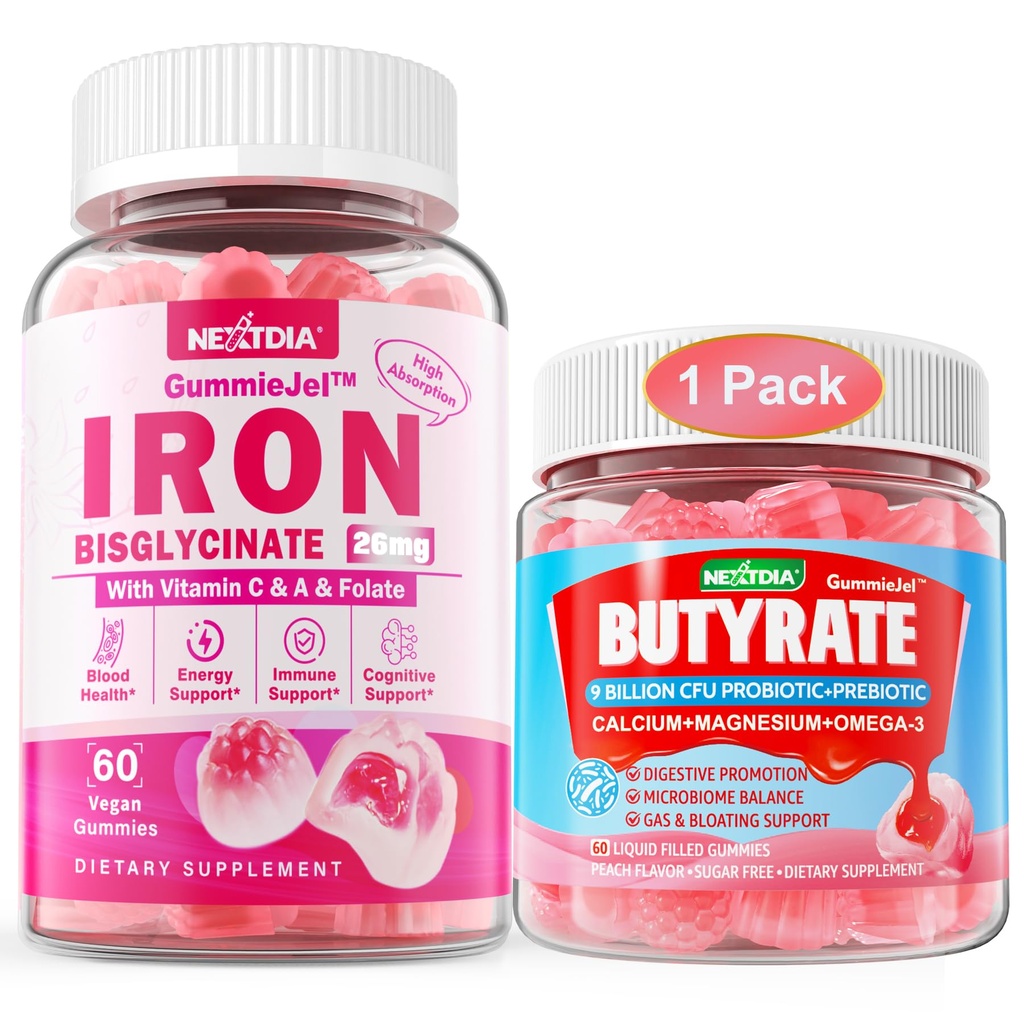 Butyrate Gummies + Iron Bisglycinate 26 מ"ג מלא חניכיים