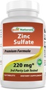 Best Naturals Zinc Sulfate 220 מ"ג טבליות - 3rd Party Lab Tested - Made in the USA - Gluten Free & Non-GMO