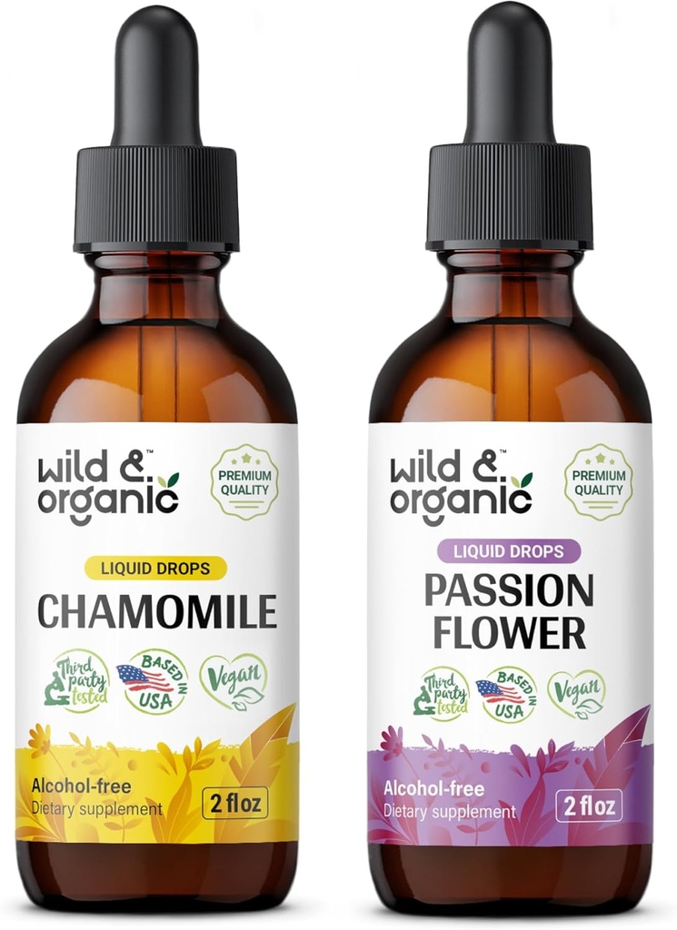 Wild & Organic Chamomile Tincture 2 fl oz & Passionflower Tincture 2