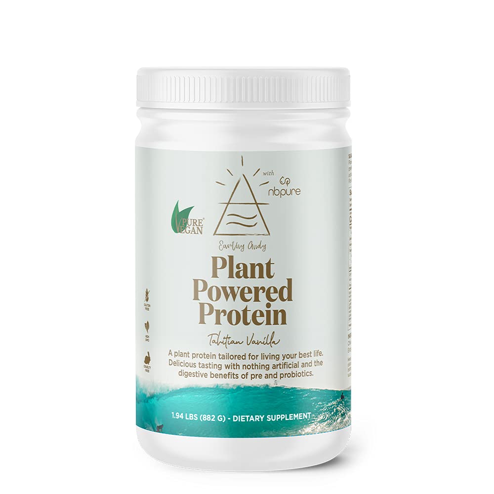 Nbpure Earthy Andy Plant מופעל חלבון, Gluten-Free, non-GMO, Cruelty Free Pea אבקת חלבון, וניל, 30 משרתים