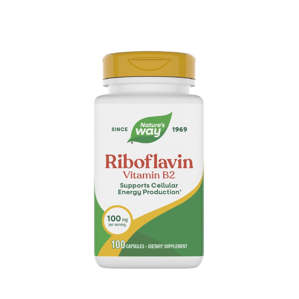 דרכו של הטבע Riboflavin ויטמין B2, תומך בייצור אנרגיה סלולרי *, High Potency Riboflavin, 100 מ"ג לשרת, 100 קפסולות (Packaging May Vary)