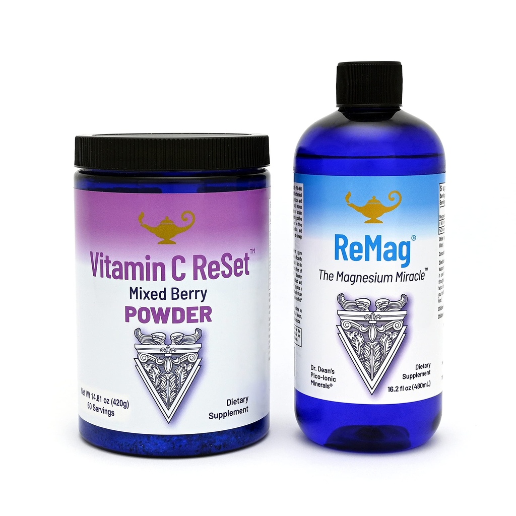 RnA ReSet ReMag & ויטמין C איפוס Bundle - תוסף מגנזיום נוזלי (16.2 Fl Oz) & ברי-Flavored ויטמין C אבקת (14.81 Oz)