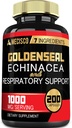 Goldenseal Root כמוסות אורגני עם Echinacea, מולליין Leaf, Plantain & More - 7 Premium Herbal Supports Immune System, Digestive Health, Smooth Breathing, and Body Management - 200 קפסולות