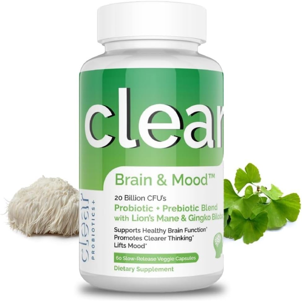 תוספי המוח לזיכרון, Brain Fog, Focus, Mood & Concentration & Cognitive Function - Lion's Mane Supercharged with גינקו בילובה ושני סטרינס פרוביוטיים (60 ספירה - 1 חודש אספקה)