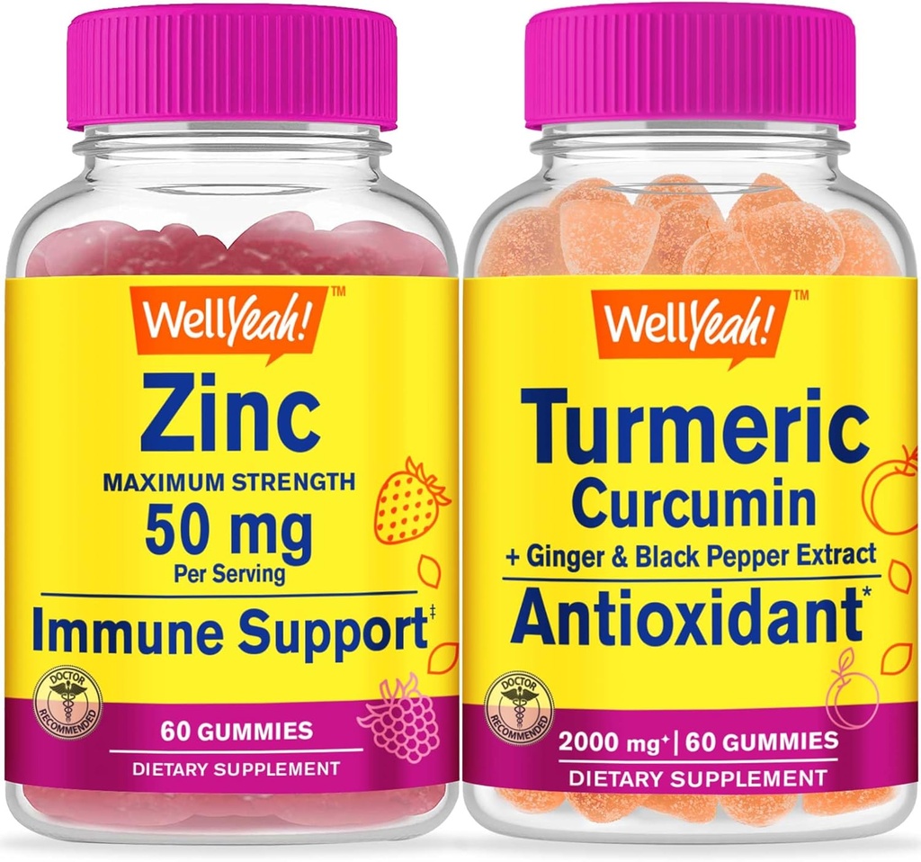ובכן, כן, Zinc + Turmeric Curcumin, חניכיים בונדלה - גדול Tasting, ויטמין תוסף, Gluten Free, GMO Free, Chewable Gummymy