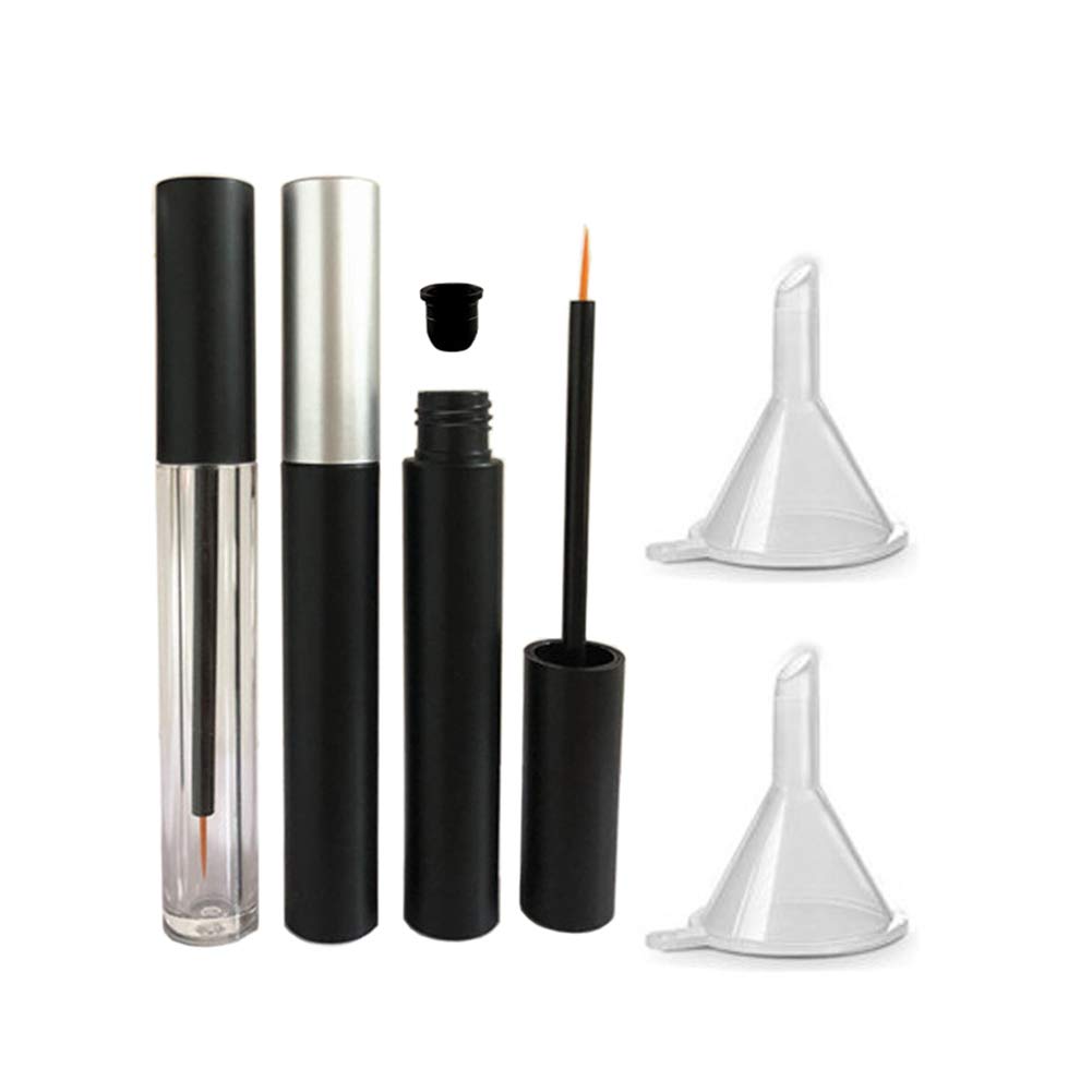 3 Pieces 5 מ"ל Fat Eyeliner tubes Refillable Eyelash Growth Liquid Bottle plasticliner Vials Tube with Brush Eyelash Growth Oil Mascara Tube עבור קוסמטיקה לבוא עם 2 מיני פלסטיות פטריות