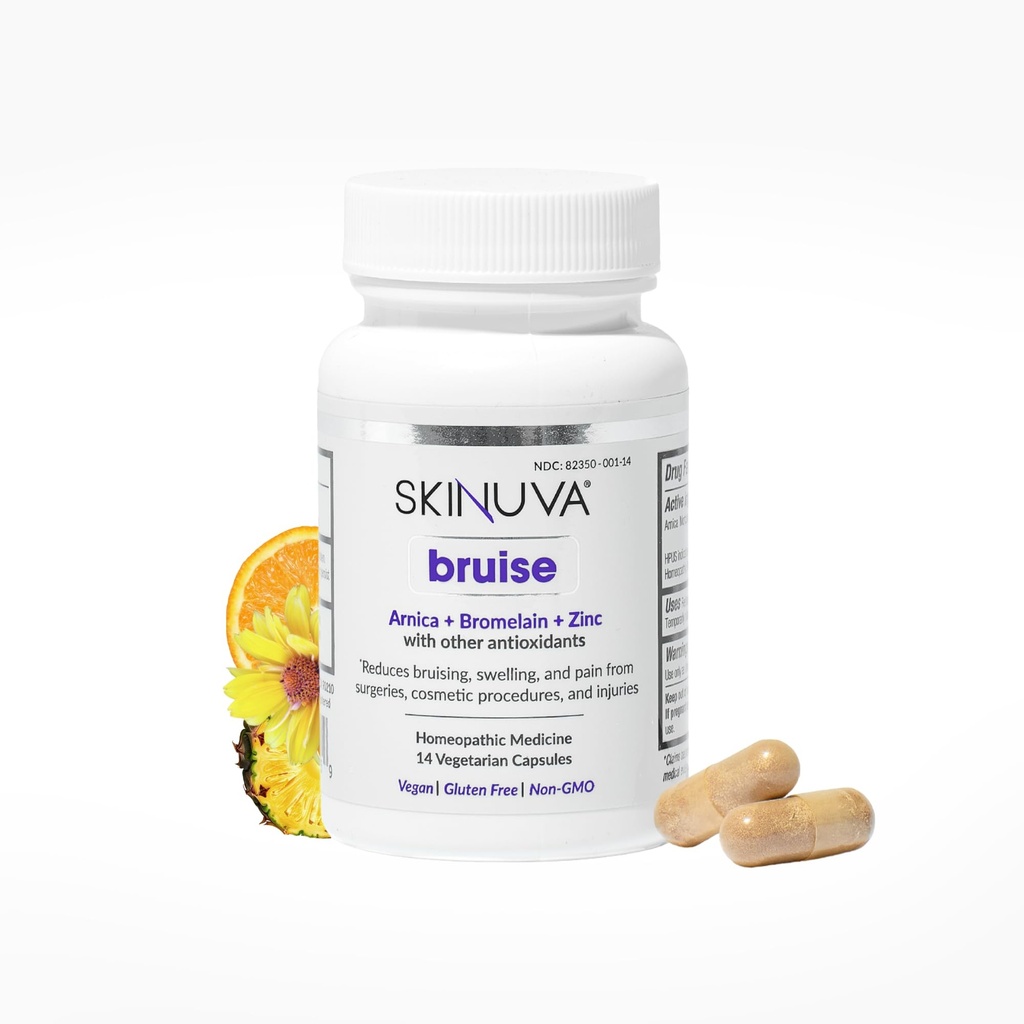 Skinuva® Bruise ו-Swelling - A Homeopathic Bruise Remedy פורמולה עם Arnica, Bromelain & Zinc - 14 קפסולות (7-Day Treatment)