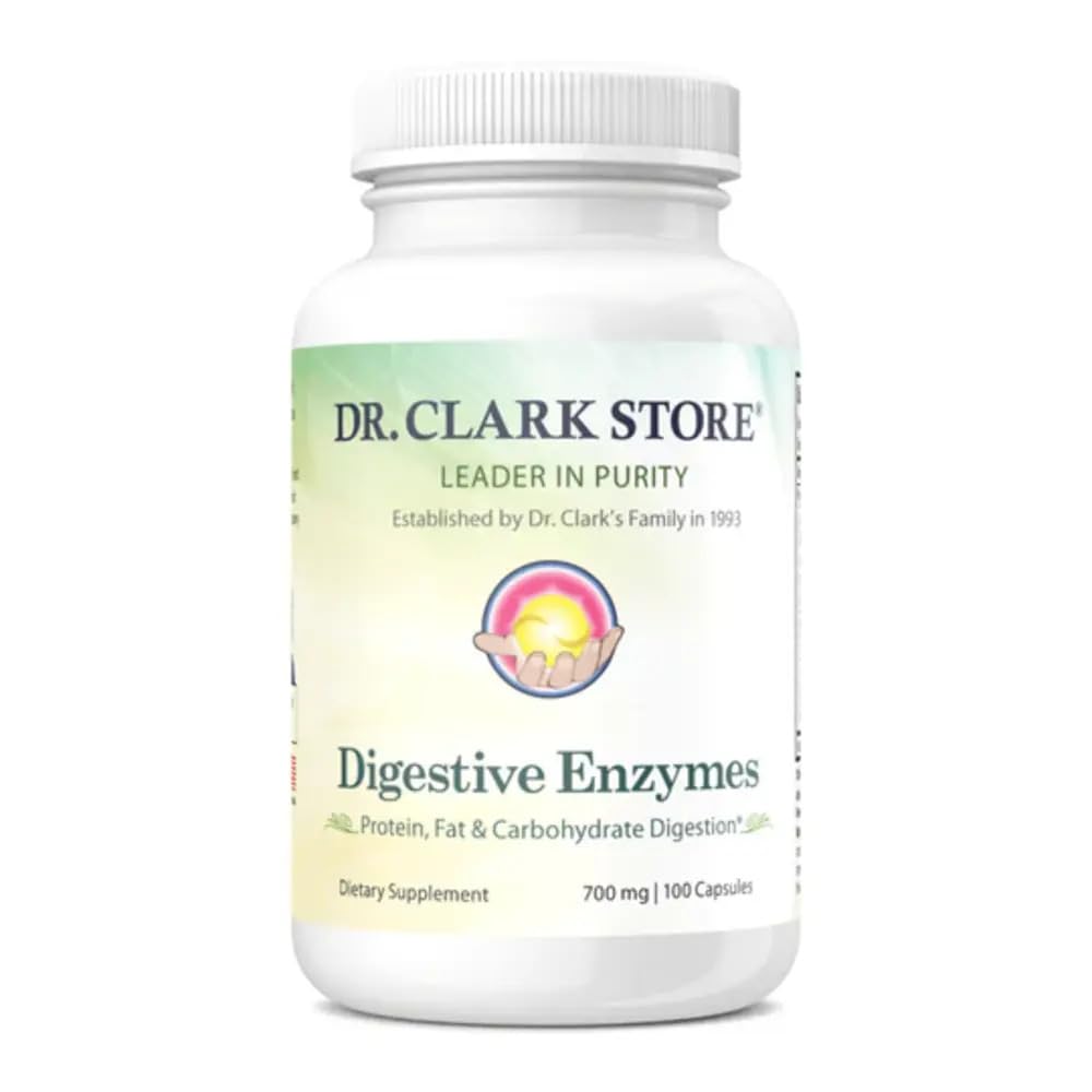 Dr. Clark Digestive Enzymes תוסף - 700 מ"ג, 100 Cloatin קפסולות, תומך בריא Digestion & Nutrient Absorption