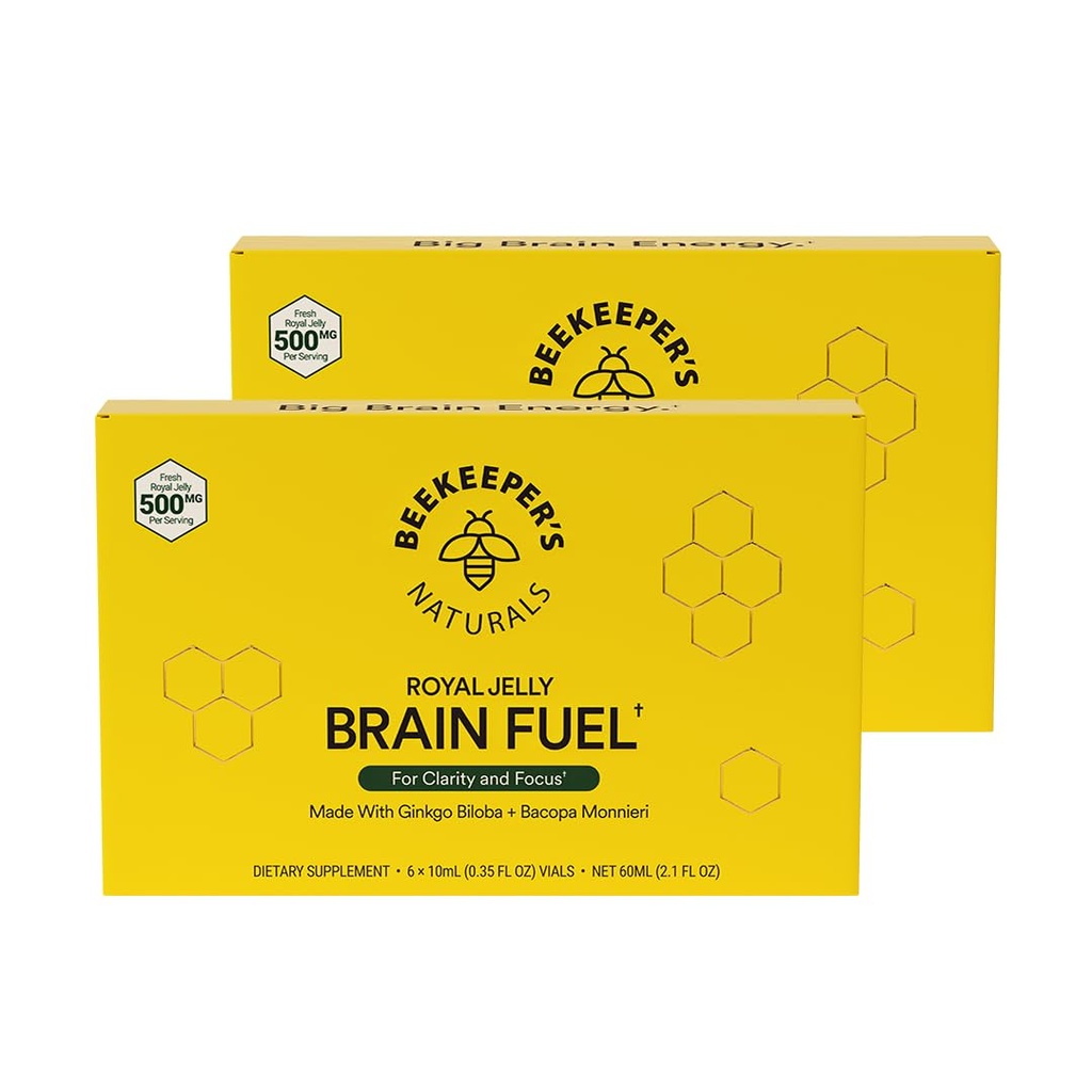שמן המוח B.LXR - Memory, Focus and Clarity Liquid Formula, Supports Productivity Royal Jelly, גינקו בילובה, Bacopa Monnieri Keto Friendly, Gluten & Caffeine-Free, 6 ct (2 Pack)