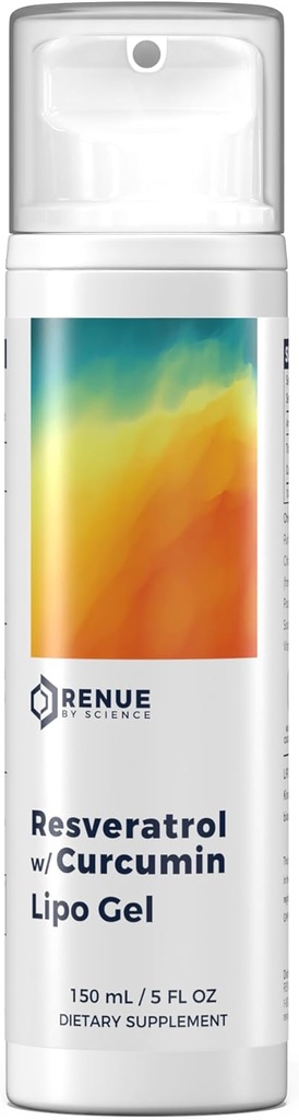 RENUE על ידי Science Curcumin Resveratrol תוסף | Liposomal Turmeric ו Resveratrol תוסף | 150 מ"ל Resveratrol wirh Curcumin Gel 125 מ"ג Resveratrol & 75 מ"ג Curcumin עבור שירות | Made in the USA