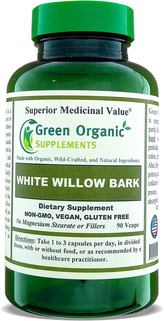 תוספי מזון אורגני ירוק קפסולה White Willow Bark (Single)