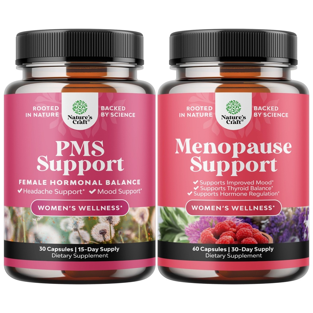 Bundle of Advanced PMS תמיכה תוספת לנשים ותוסף צמחי מלא לנשים - Multibenefit Menopause הורמון איזון