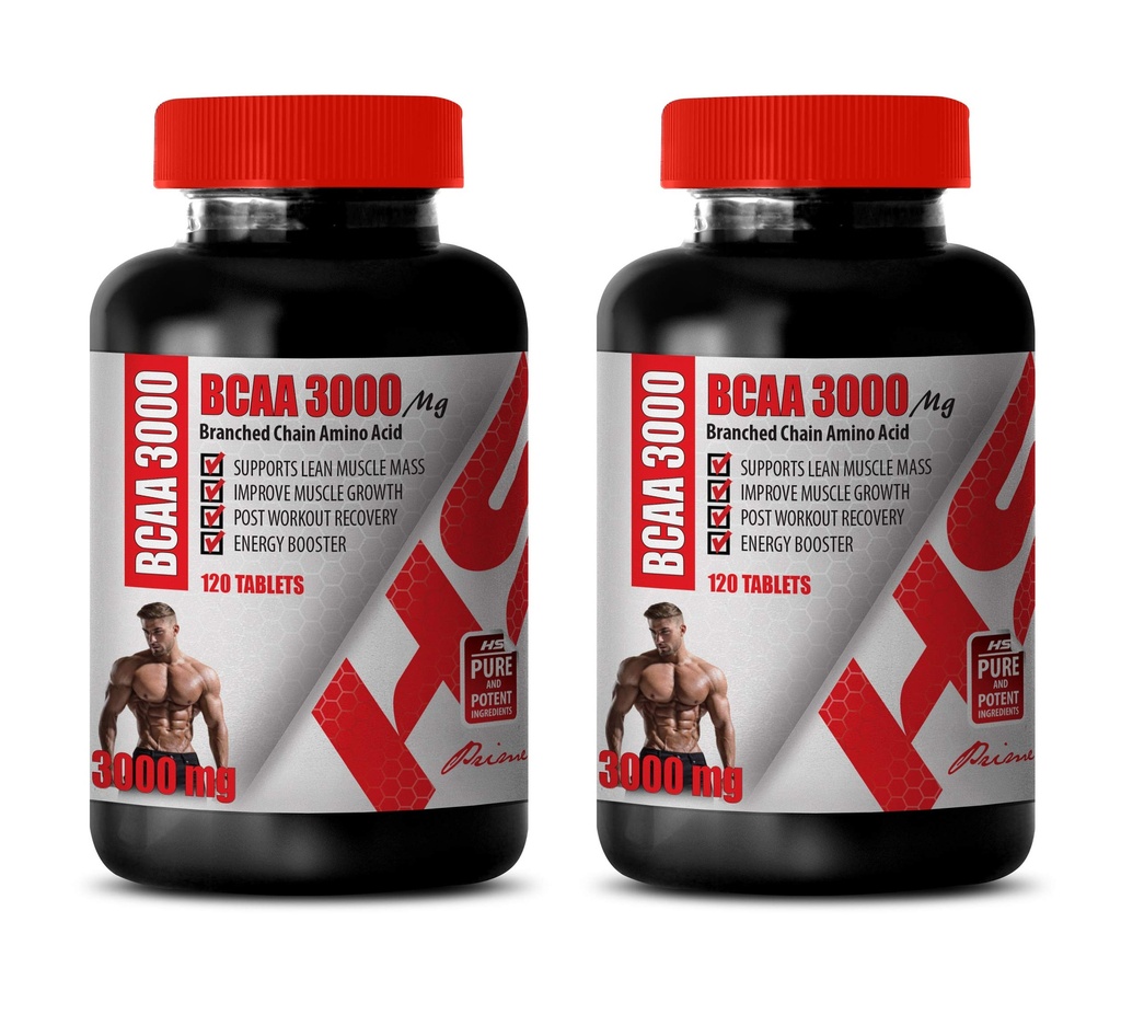 גלולות שריר עבור גברים - BRANCHED שרשרת Amino Acid - BCAA 3000MG - Bcaa Train and Recover - 2 בקבוקי 240 טבליות