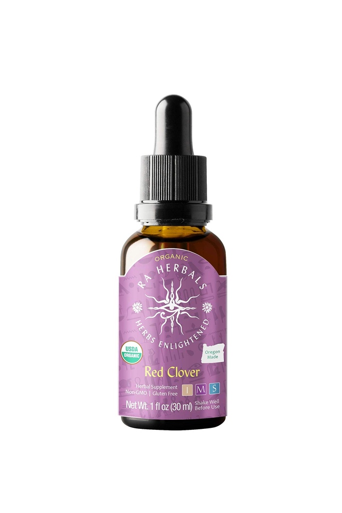 Ra Herbals Organic Red Clover נוזל לחלץ - תמיכה מנופאוזה - 1 fl oz