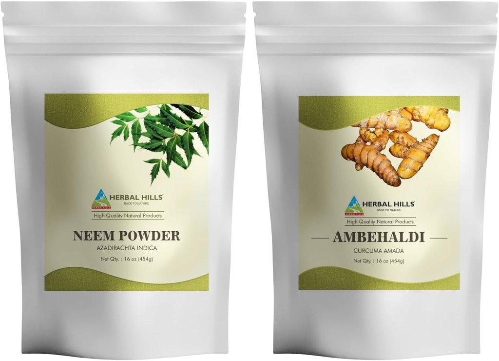 Neem Leaf אבקת Ambehaldi Turmeric אבקת 16 Oz Pack של 2 Combo