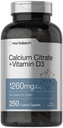 Horbäach Calcium Citrate עם ויטמין D3 | 1260 מ"ג | 250 Caplets | Vegetarian, non-GMO, Gluten Free Supplement