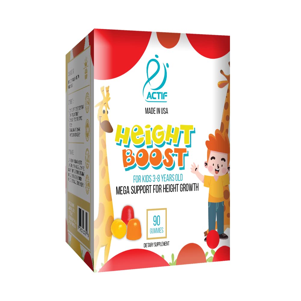 תפעול אם גובה Boost Mega תמיכה לילדים בגילאי 3-8 שנים, עלייה עם 10+ גורמים, 60 מסטיקנים, סטרוברי פלפורה מהירה, Get Tall Fast Formulaor