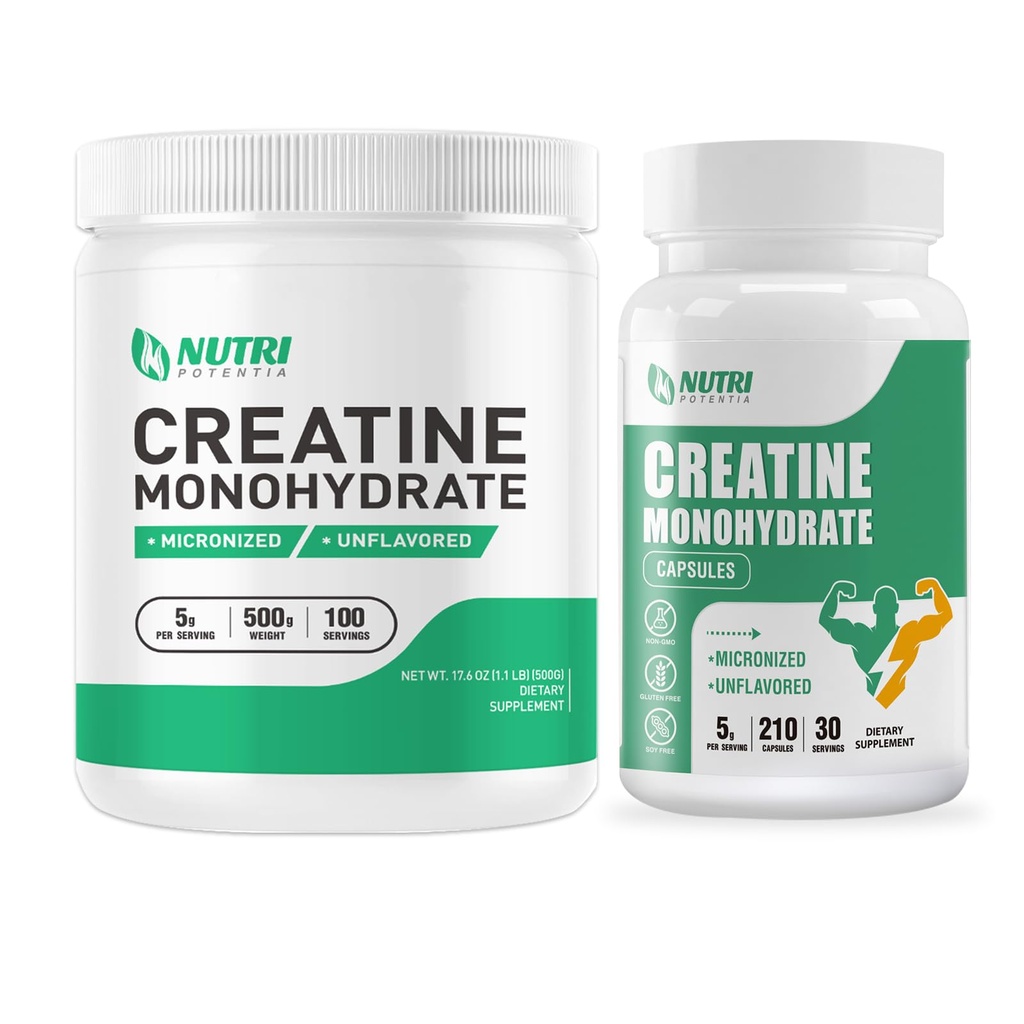 אבקת Creatine Monohydrate 500 אומגהs & Creatine, תוספי מזון טהור Micronized Creatine לבניית שריר, Pre & Post Workout Creatine אבקת, non-GMO, Unflavored